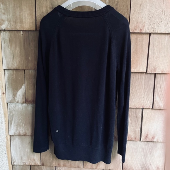 Lululemon Without Tags High Low Raglan Sweater  Wool Blend Knit Black Ptp 23” - Picture 10 of 14